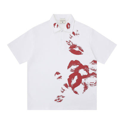 Polo holgado con estampado de labios