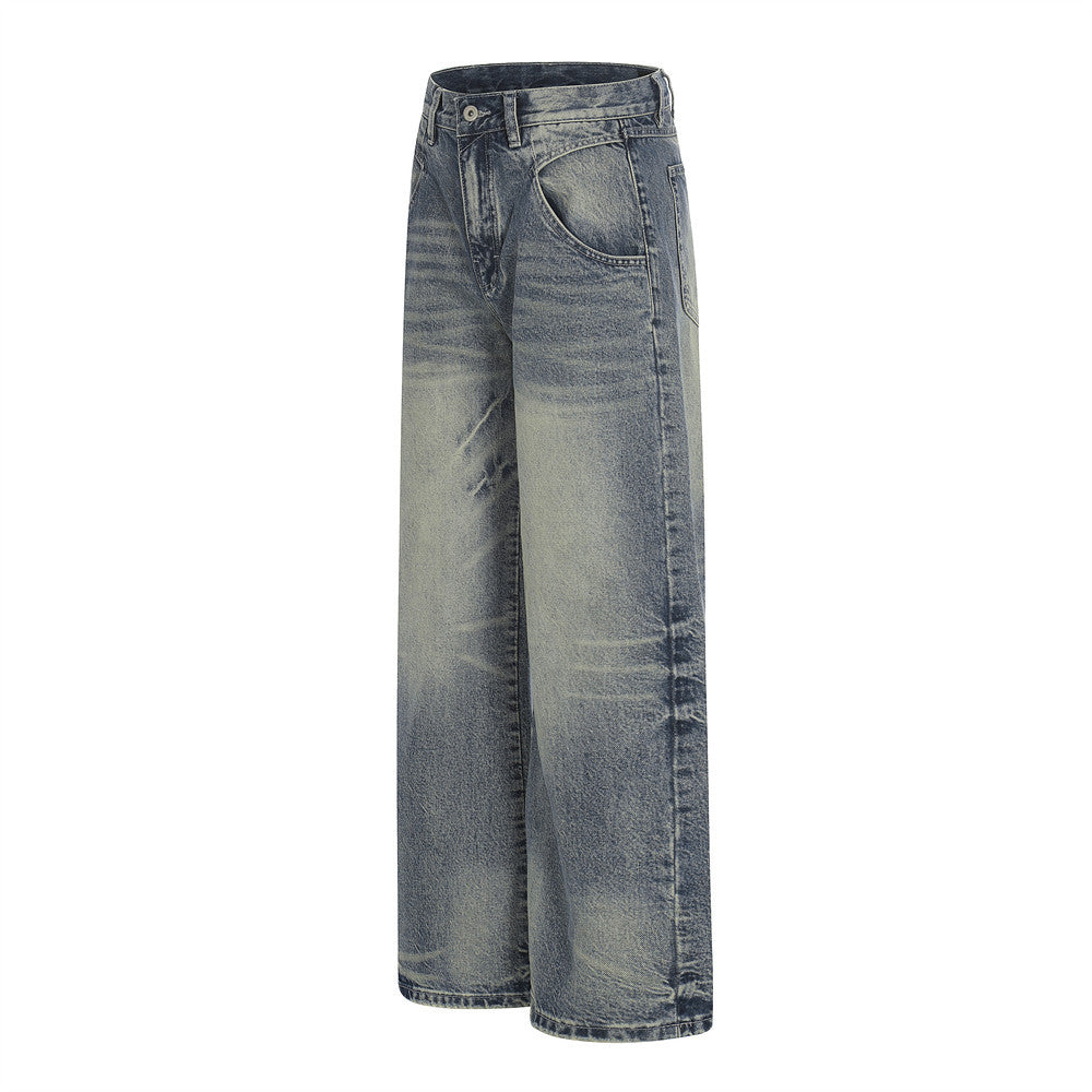 pantalon droit en denim délavé