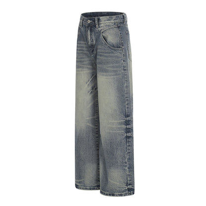 pantalon droit en denim délavé