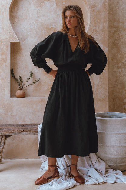Carla Long Sleeve Linen Dress-5