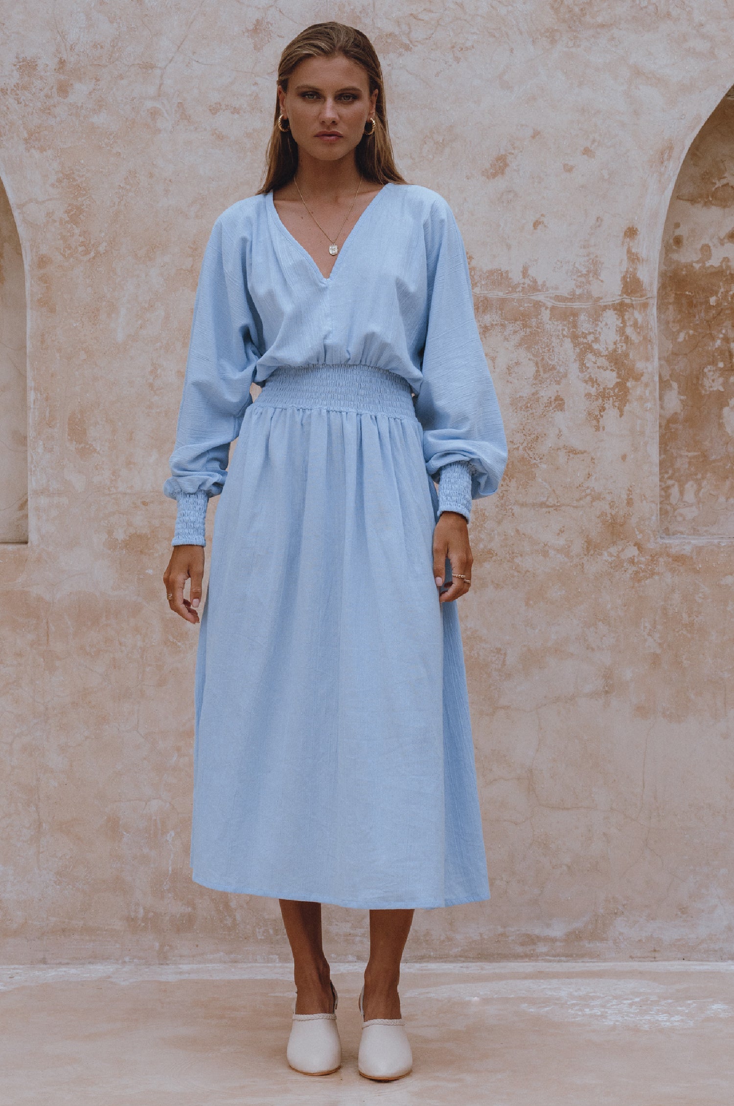 Carla Long Sleeve Linen Dress-2