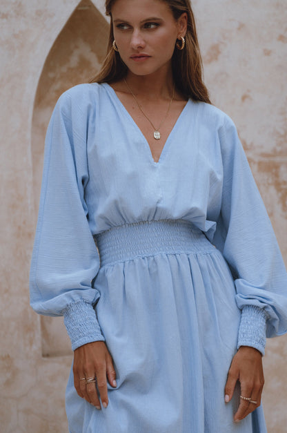 Carla Long Sleeve Linen Dress-1