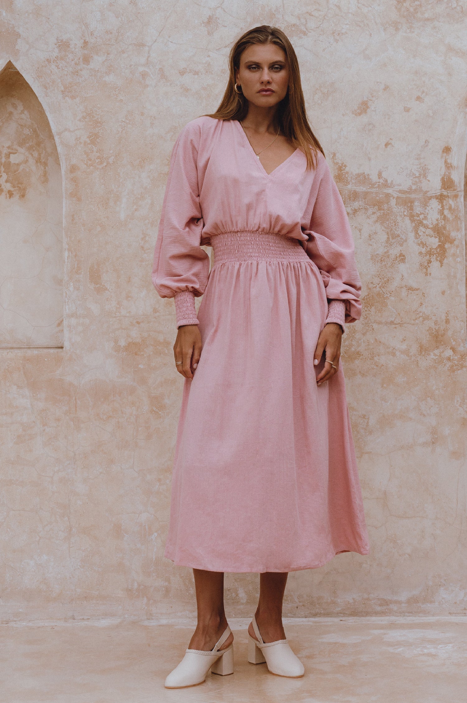 Carla Long Sleeve Linen Dress-6