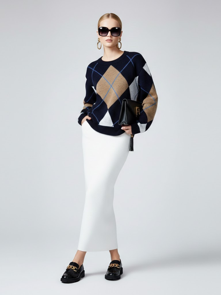 Classic Argyle Diamond Knit Sweater • BYMANYC ® New York-0