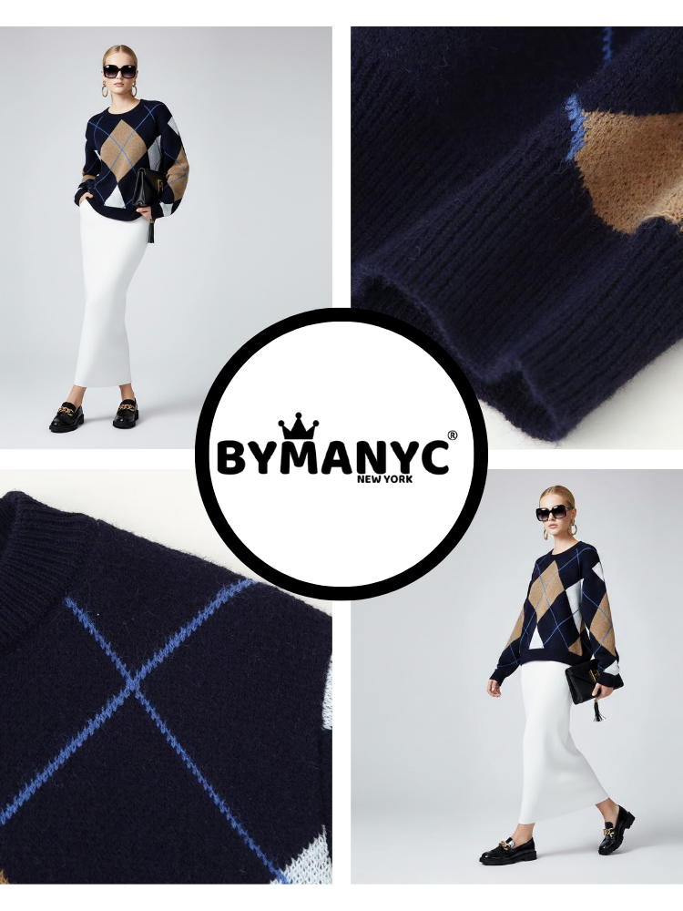 Classic Argyle Diamond Knit Sweater • BYMANYC ® New York-2
