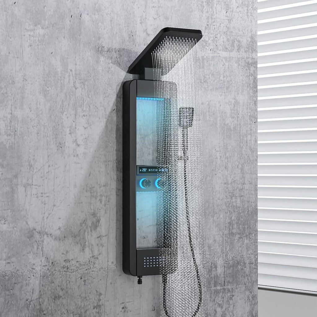 Colva Smart Rainfall Shower Panel Set (Black)-0