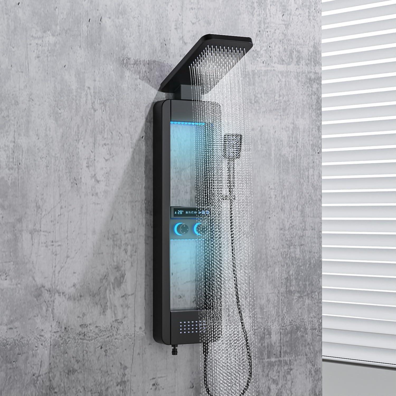 Colva Smart Rainfall Shower Panel Set (Black)-0