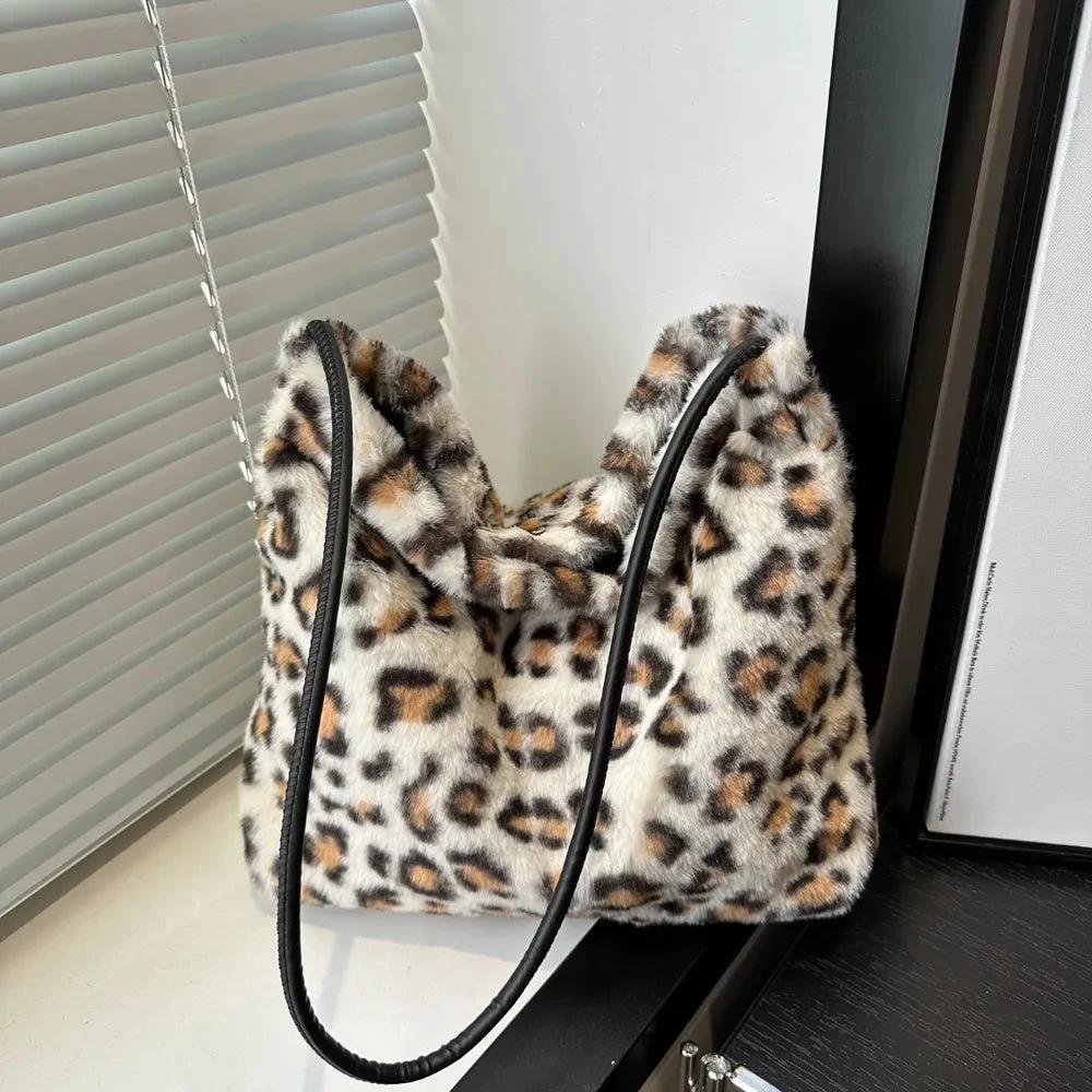 Leopard Furry Shoulder Bag by eprolo