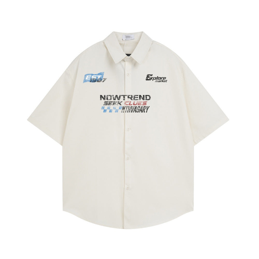 Chemise ample à manches courtes et imprimé lettrage
