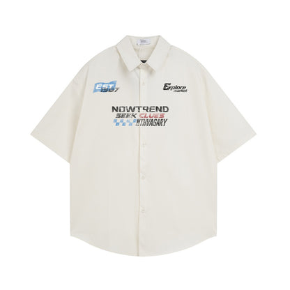 Chemise ample à manches courtes et imprimé lettrage