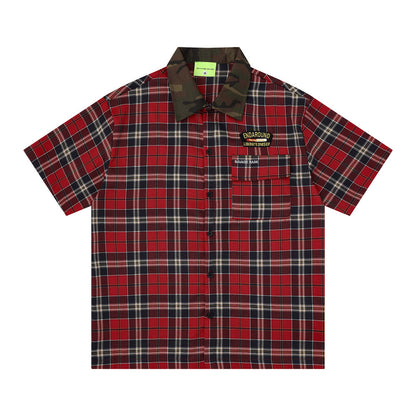 Loose plaid short sleeved shirt