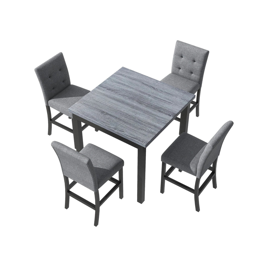 TOPMAX 5-piece cabinet dining table set, wooden square dining table and chairs, and 4 soft cushioned high back chairs in black by eprolo