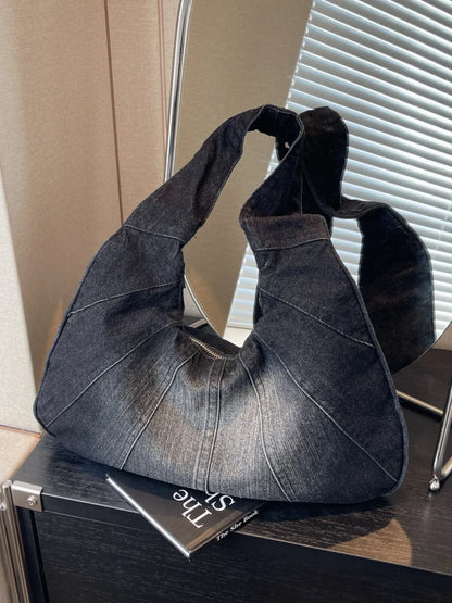 Bolso de hombro vaquero en forma de media luna