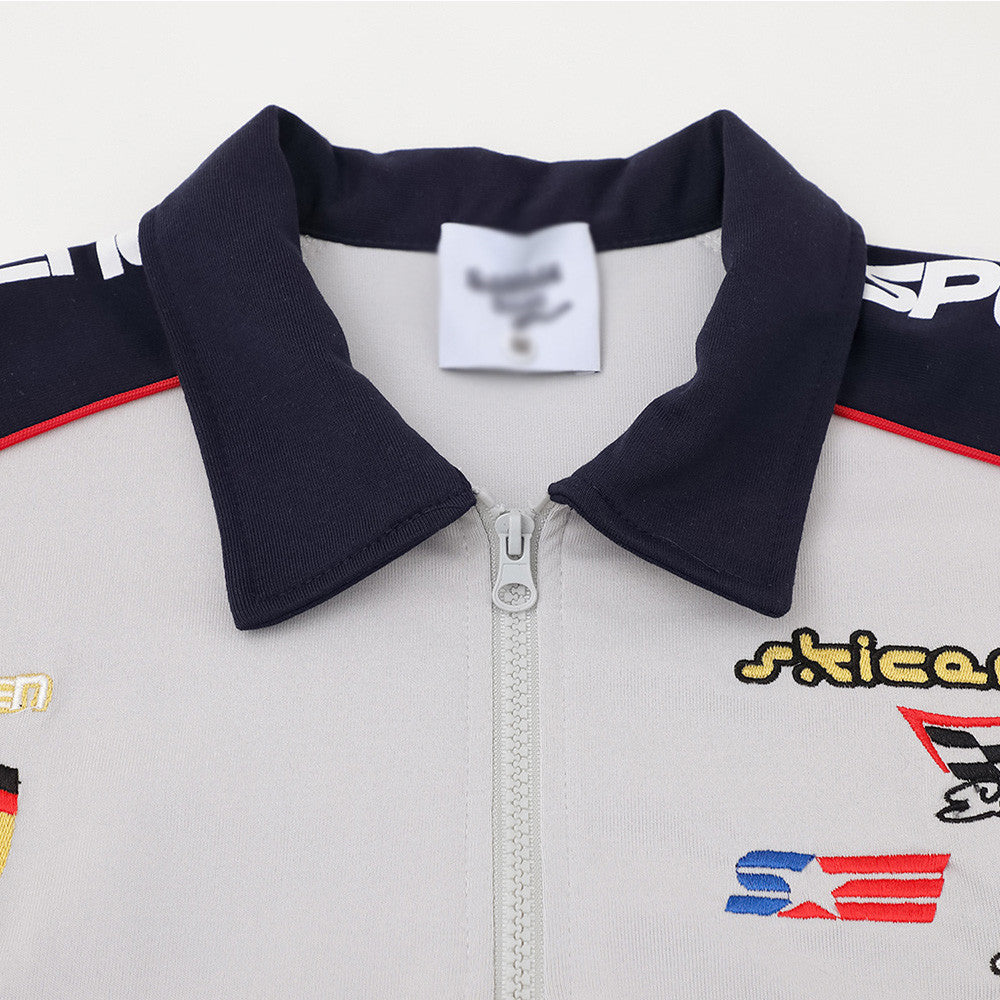 Letter color blocked short sleeved polo shirt