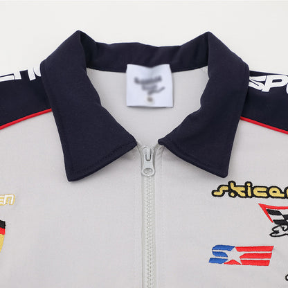 Letter color blocked short sleeved polo shirt