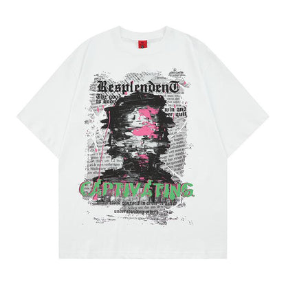 T-shirt ample à manches courtes et motifs graffiti abstraits