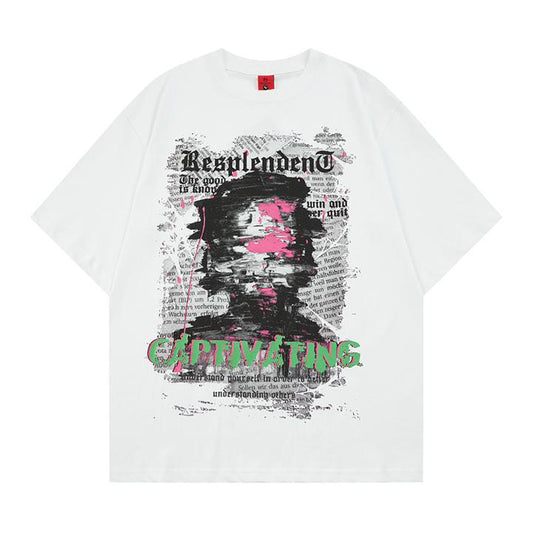 Abstract graffiti loose short sleeved T-shirt