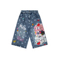 Cat cartoon denim shorts