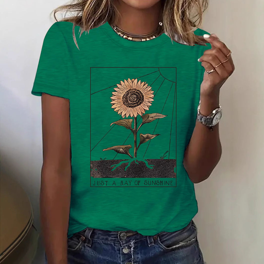 T-shirt tournesol à manches courtes pour femme