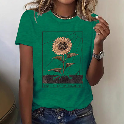 T-shirt tournesol à manches courtes pour femme
