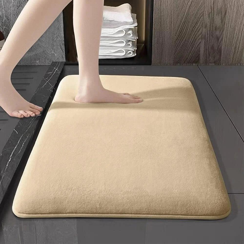 Thickened coral velvet solid color floor mat bathroom living room entrance water absorbing and non slip mat bedroom floor mat by eprolo