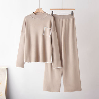 Elevate your everyday style with this sophisticated two-piece knit set.