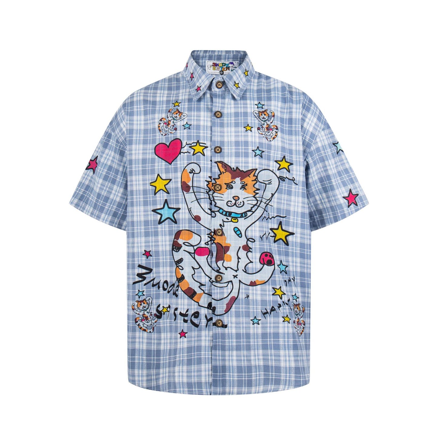 Funny cat graffiti short sleeved shirt