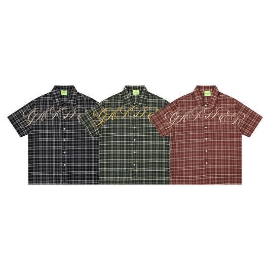 Camisa a cuadros de manga corta suelta