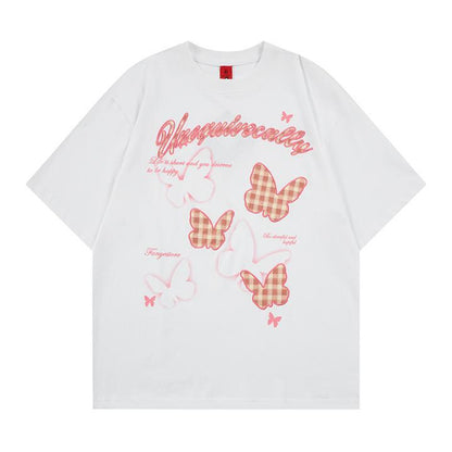 T-shirt à manches courtes brodé d'un papillon