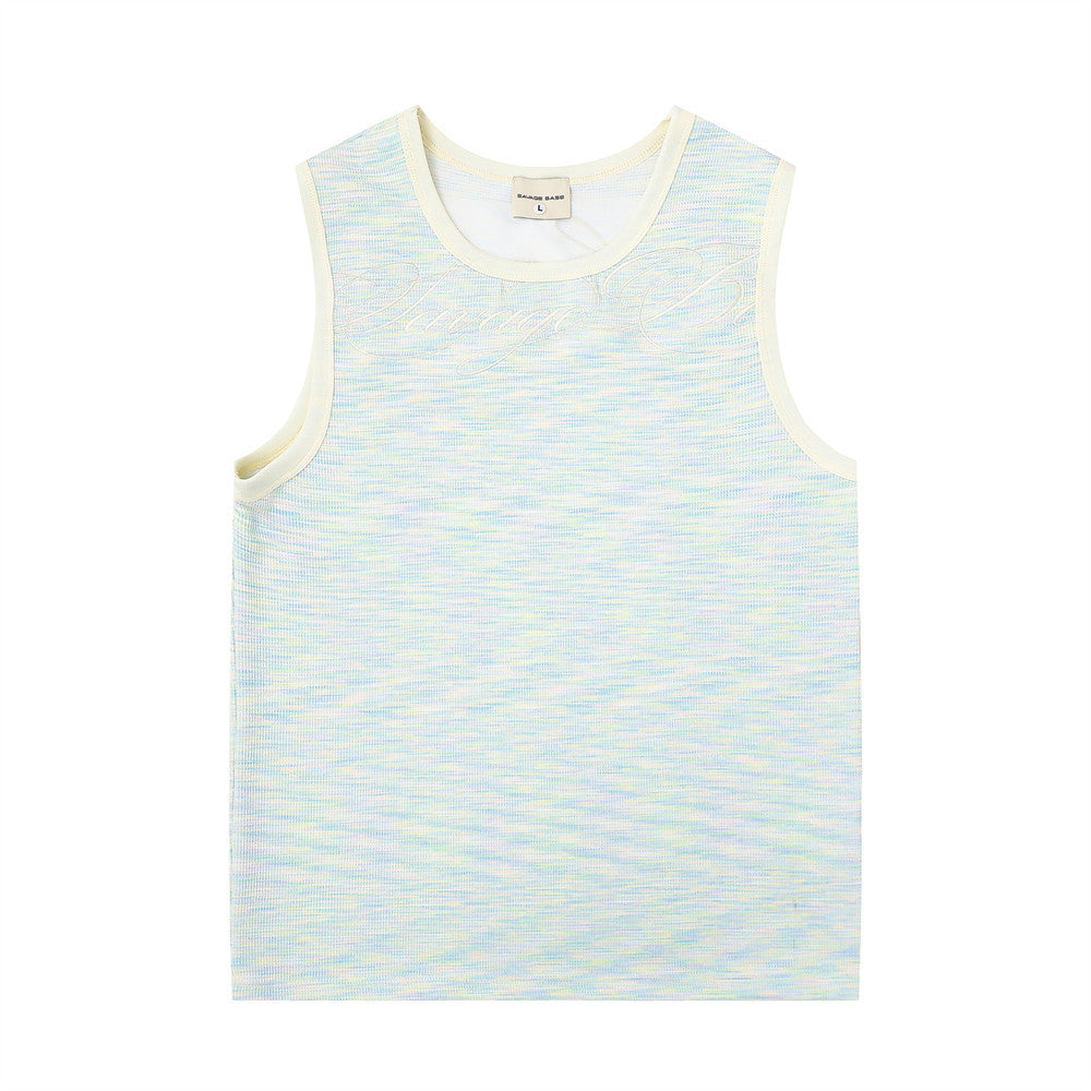 Color woven striped sports vest