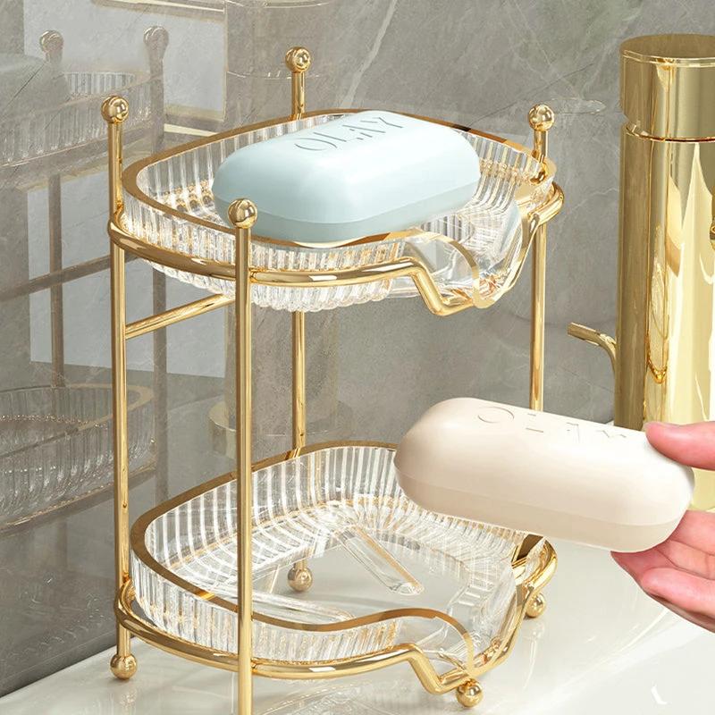 Soap box wall-mounted double-layer soap rack no punching by eprolo