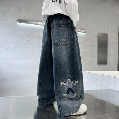 Boys' Trendy Straight Wide Leg Denim Jeans