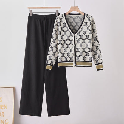 Chic Knit Set for Women  Sweater and Wide-Leg Pants Two-Piece Outfit