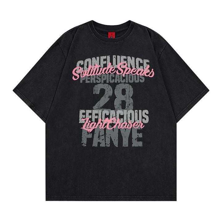 Chemise à manches courtes imprimée graffiti dégradé délavé
