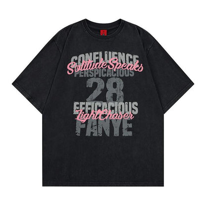 Chemise à manches courtes imprimée graffiti dégradé délavé