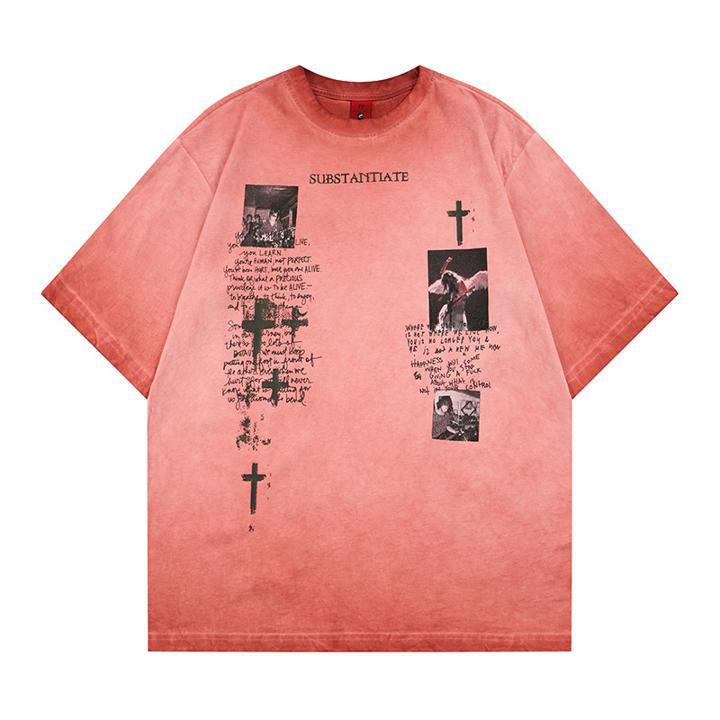 T-shirt lavé et usé à manches courtes pour homme