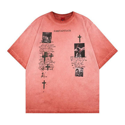 T-shirt lavé et usé à manches courtes pour homme