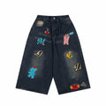 Embroidered Ins Jeans with Patchwork