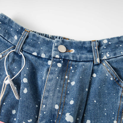 Wash and make old splashed ink jeans