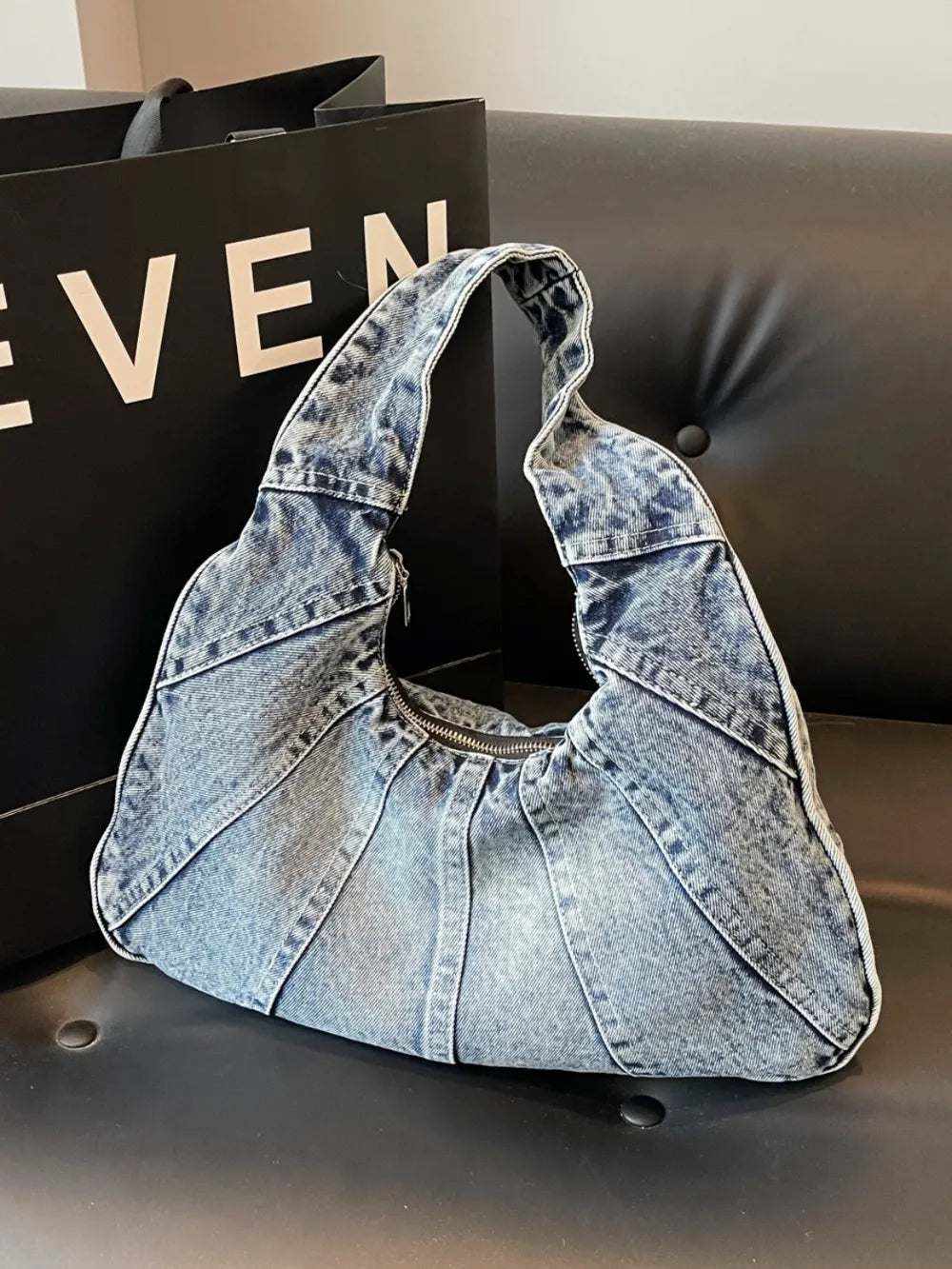 Bolso de hombro vaquero en forma de media luna