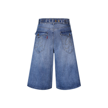 Short en jean délavé