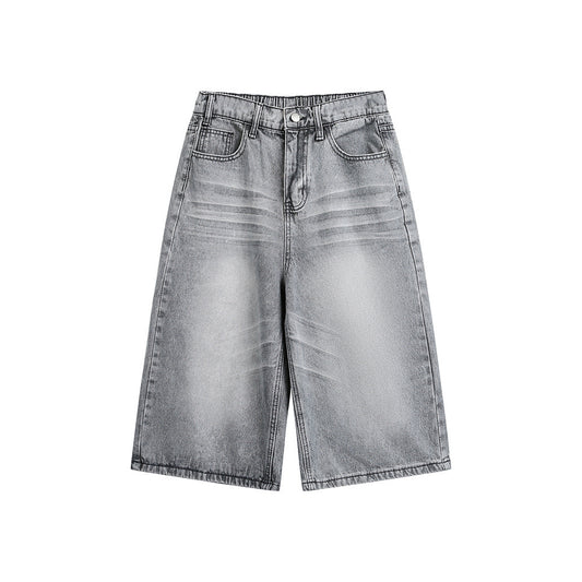 Make vintage washed denim cropped pants