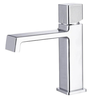 Black square single hole cold and hot countertop basin sink chrome faucet by eprolo