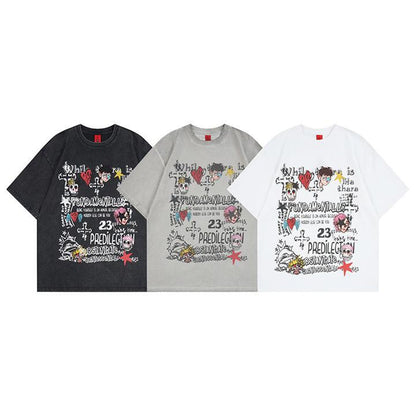 T-shirt à manches courtes squelette de dessin animé