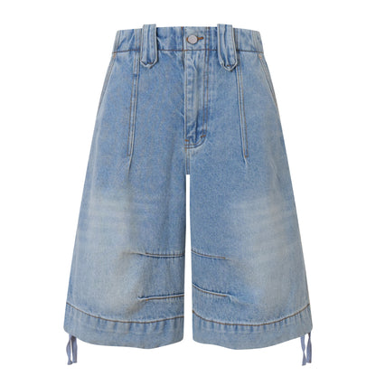 Pantalones Capri Vaqueros Cargo Lavados Estilo Coreano para Mujer
