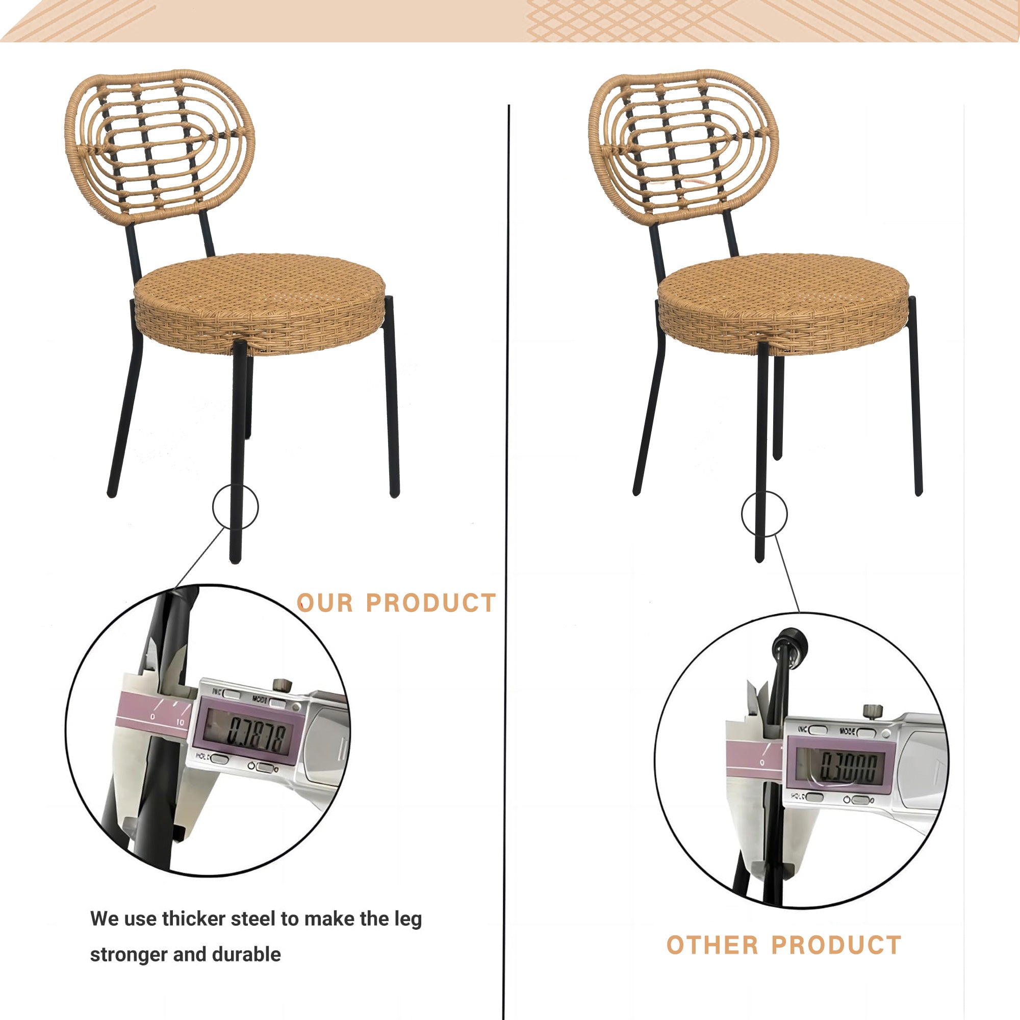 3 piezas de muebles de mimbre de lujo para exterior