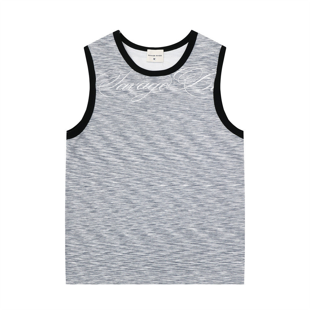 Color woven striped sports vest