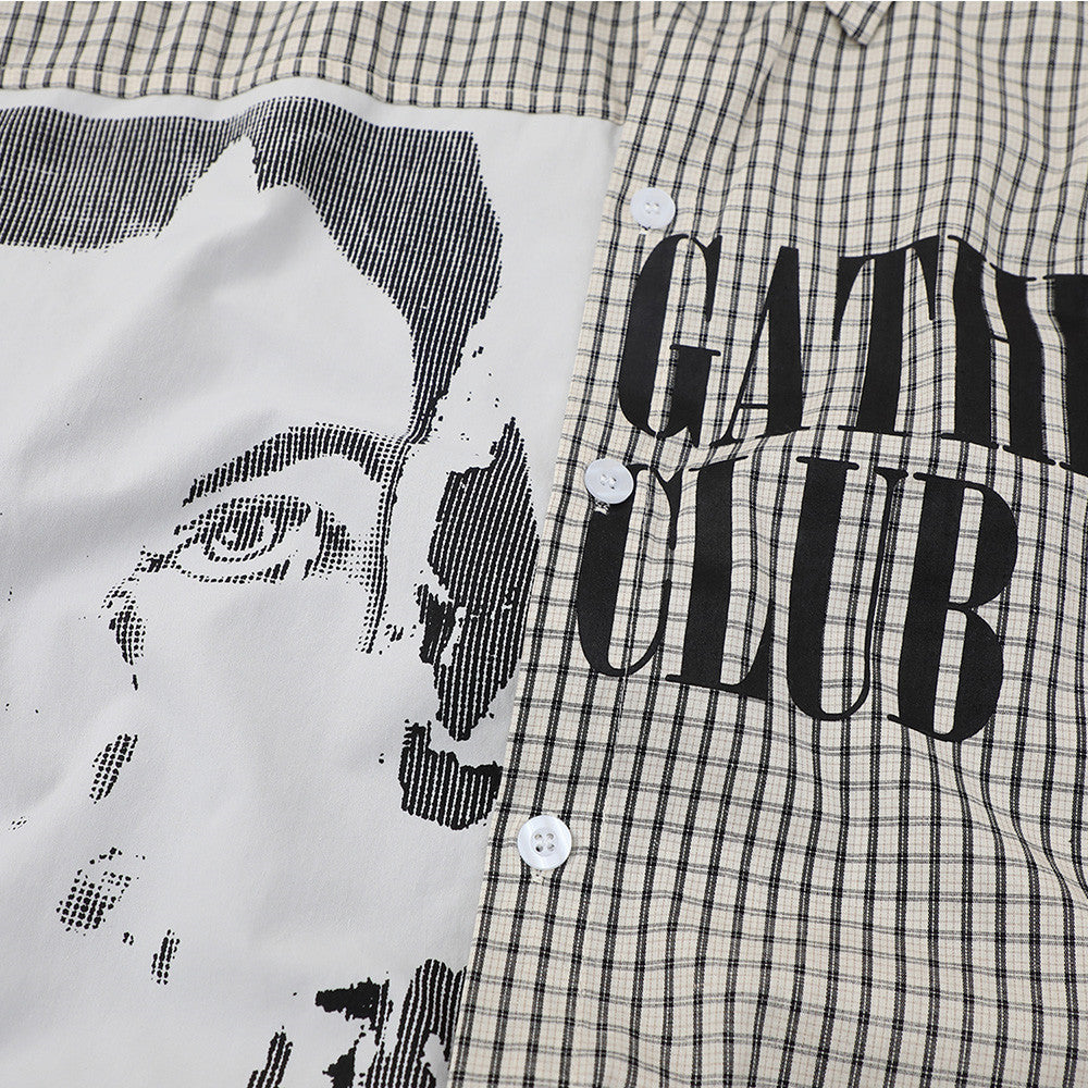 Portrait printed short sleeved shirt
