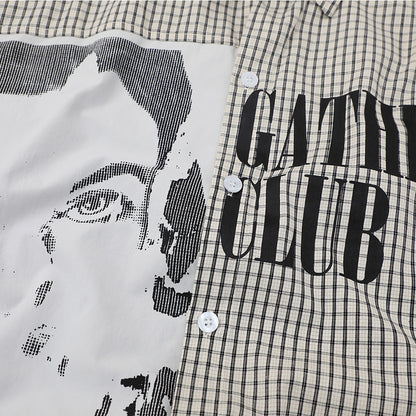 Portrait printed short sleeved shirt