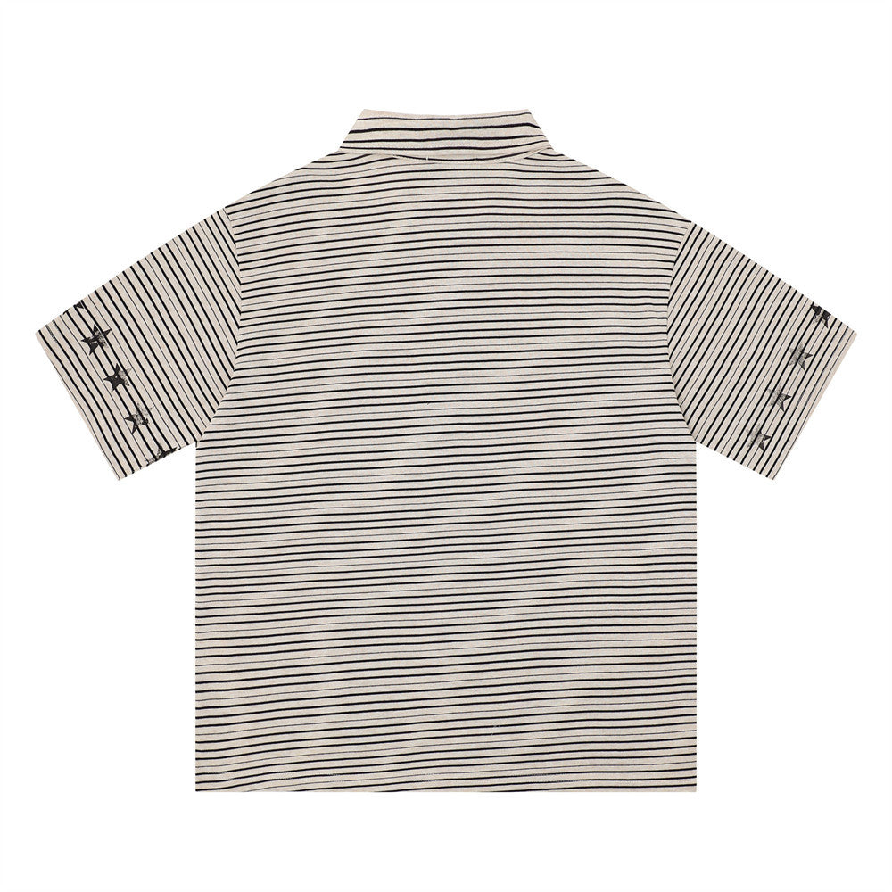 Striped short sleeved polo shirt